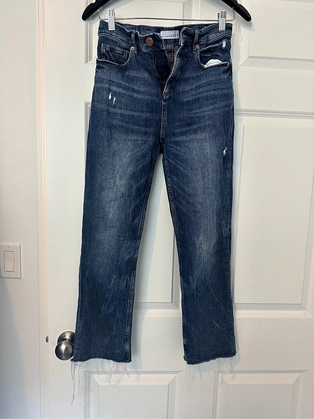 LOFT High Waist Straight Crop High Rise Straight Crop Jeans